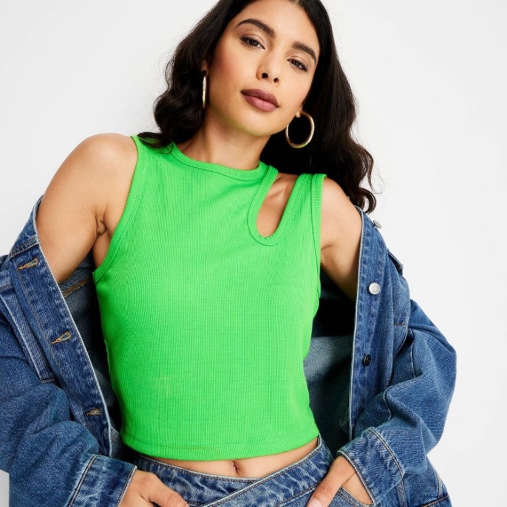 Future Collective Kahlana Barfield Brow Target Cut Out Crop Tank Top Green